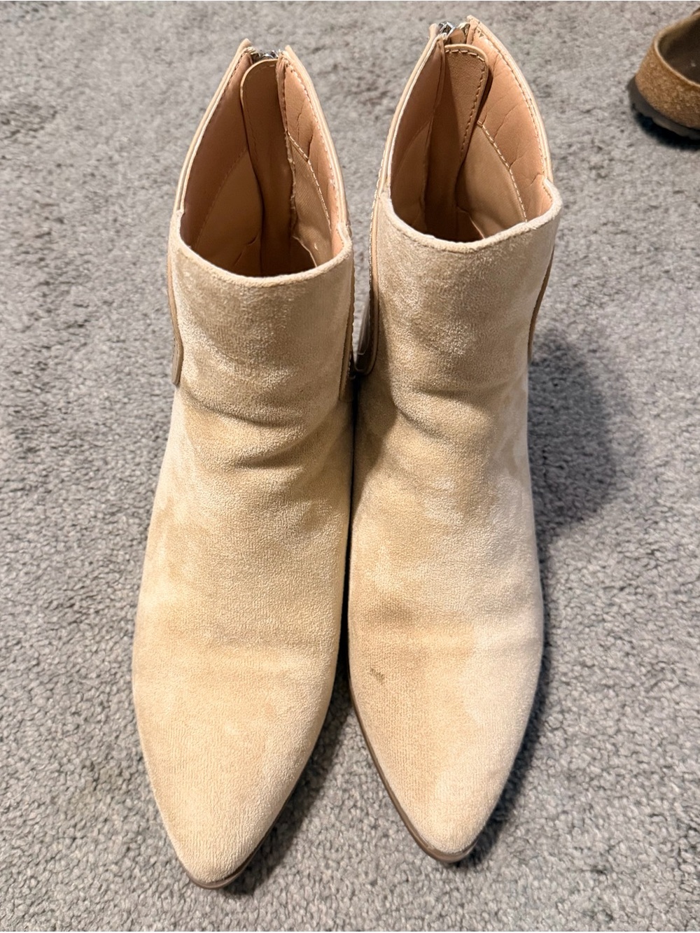 Journee Collection Faux Suede Ankle Booties Tan Size 7.5 Wide Pointed Toe